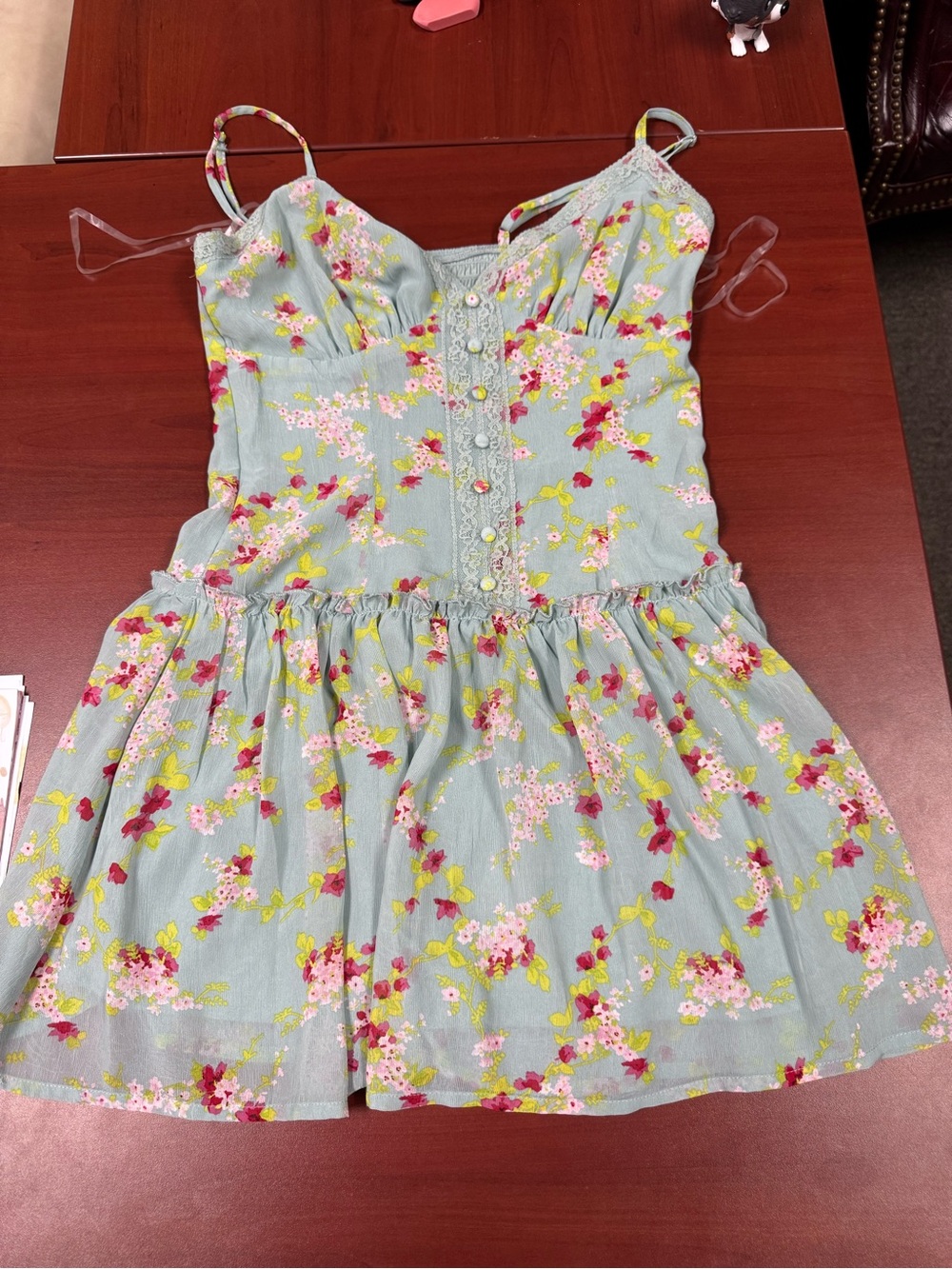 Wild Fable Light Blue Floral Sundress with Pink & Yellow Accents